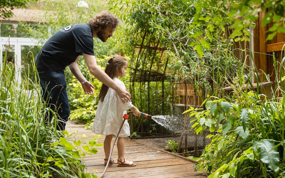Cour Oasis à Paris — cour d'école végétalisée avec arbres, végétation et espaces ombragés