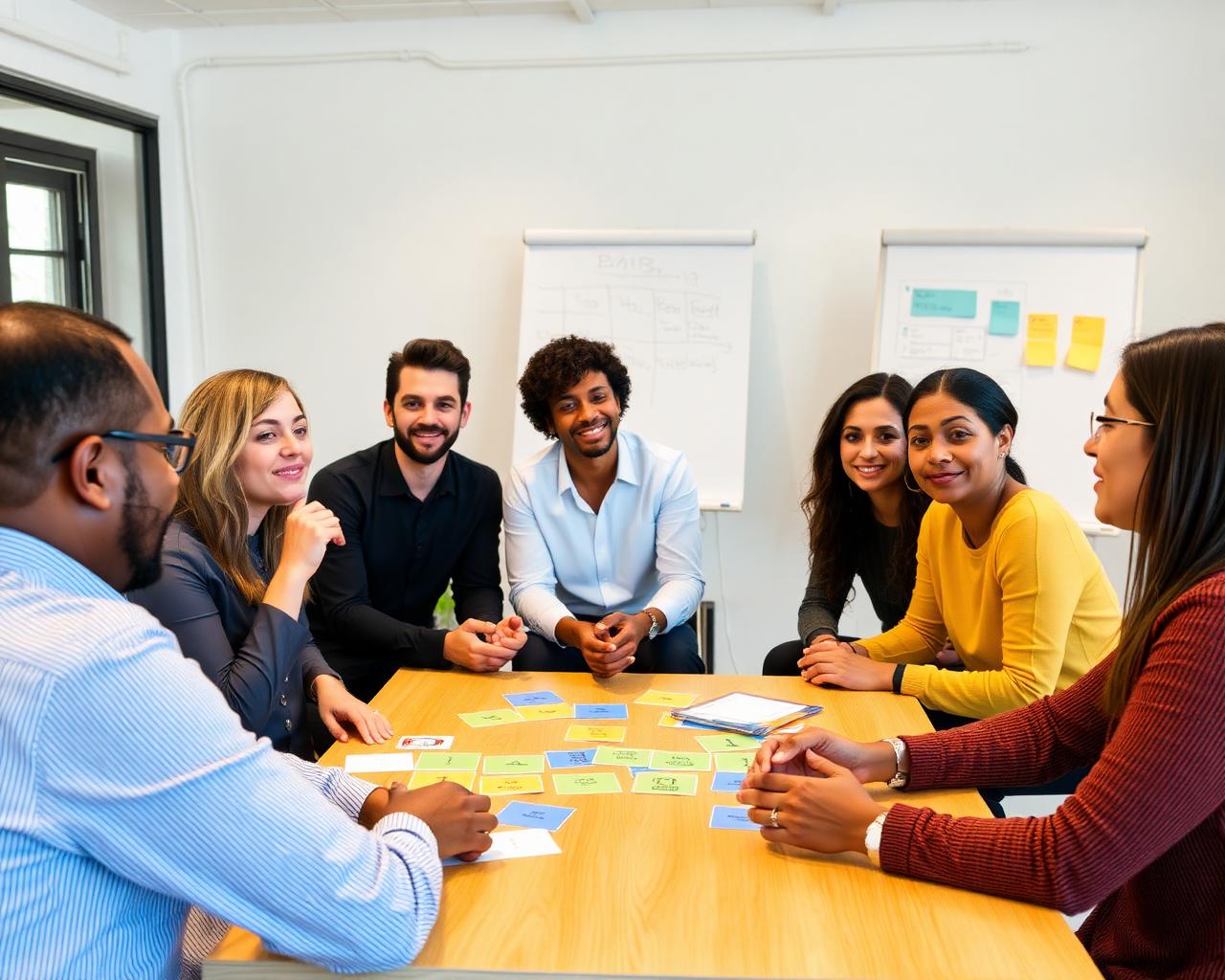 Équipe en discussion autour des cartes